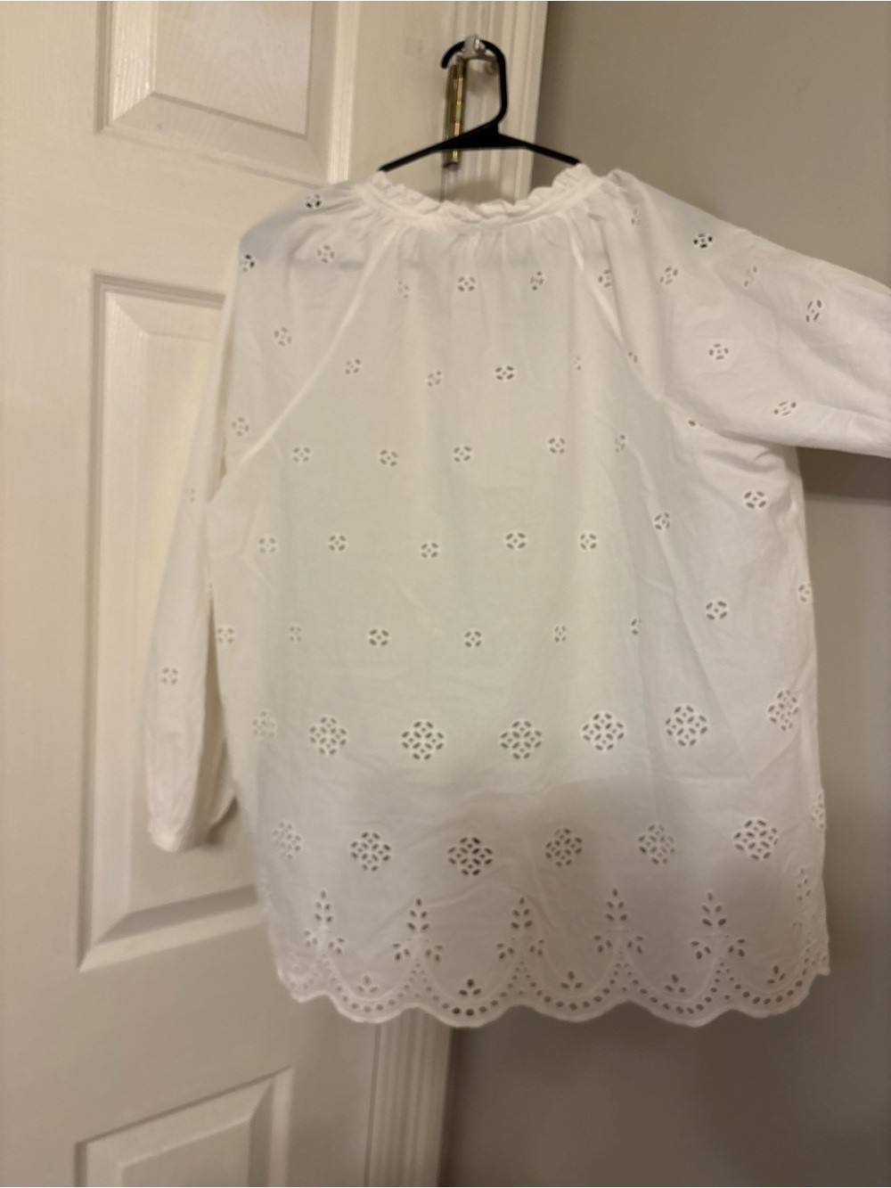 Madewell White Eyelet V-Neck Peasant Blouse Size L - Picture 5 of 5